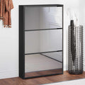 Vidaxl schoenenkast met spiegel 3-laags zwart 63x17x102,5 cm