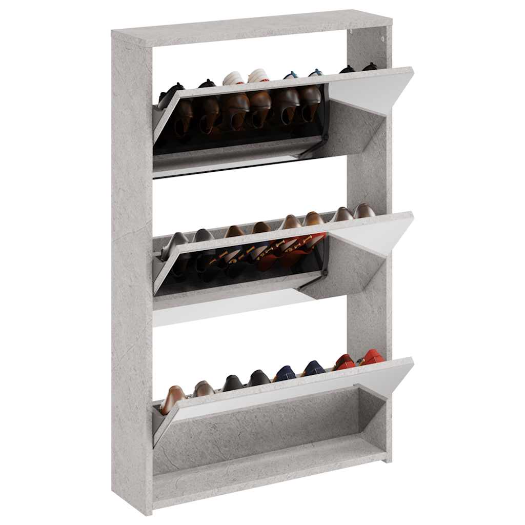 Vidaxl schoenenkast met spiegel 3-laags 63x17x102,5 cm betongrijs