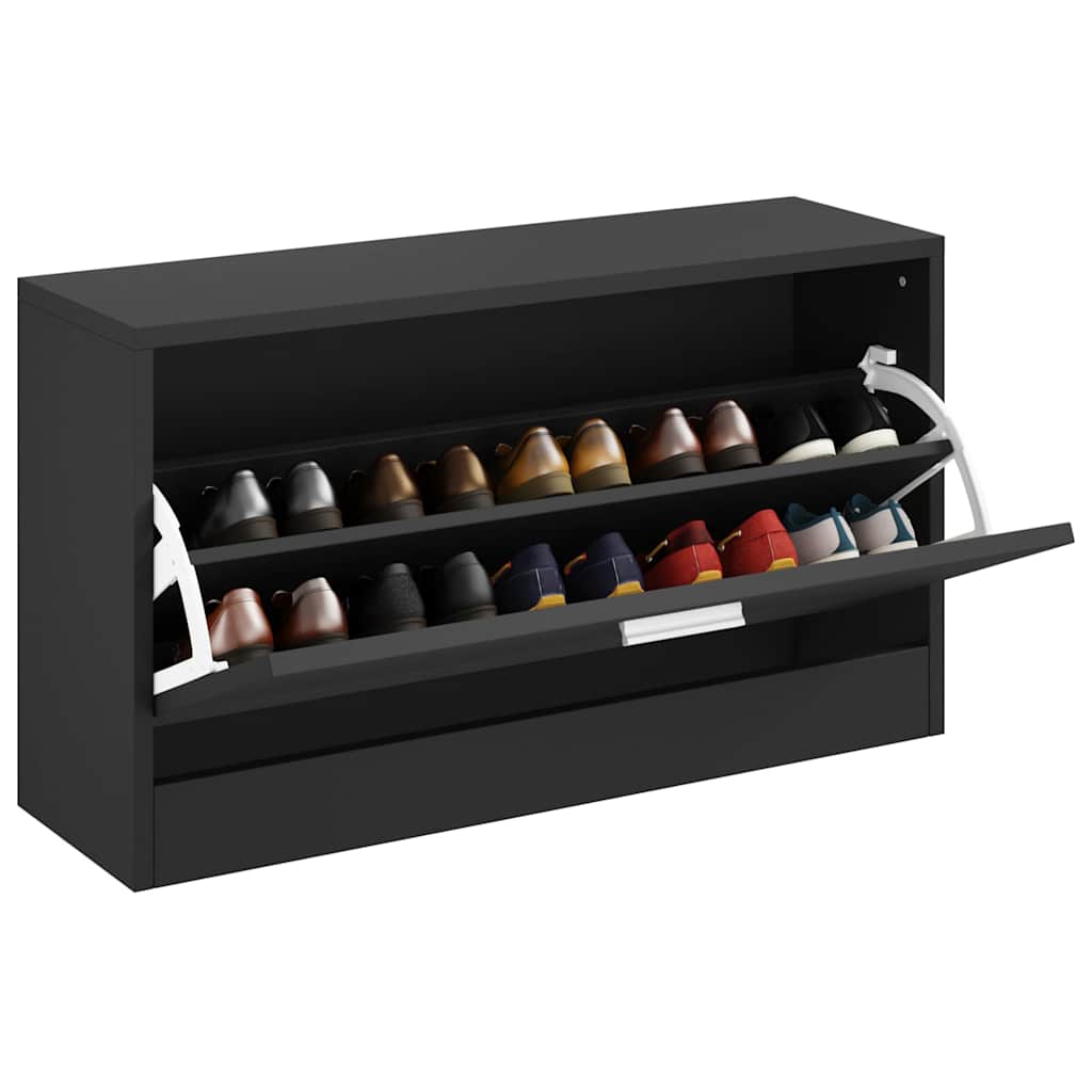 Vidaxl schoenenbank zwart 80x24x45 cm bewerkt hout