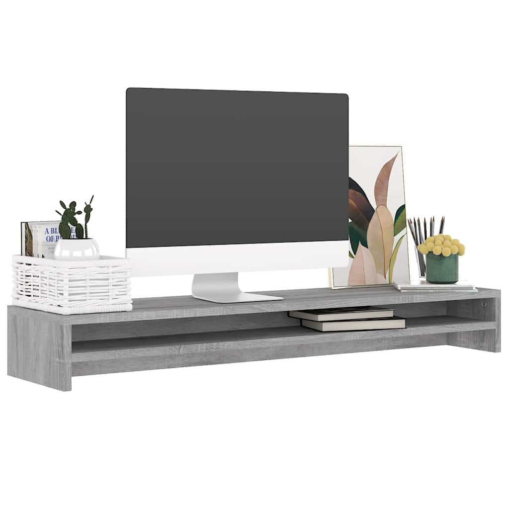 VidaXL Monitor Standard 100x24x13 cm verarbeiteter Holzgrau Sonoma Eiche