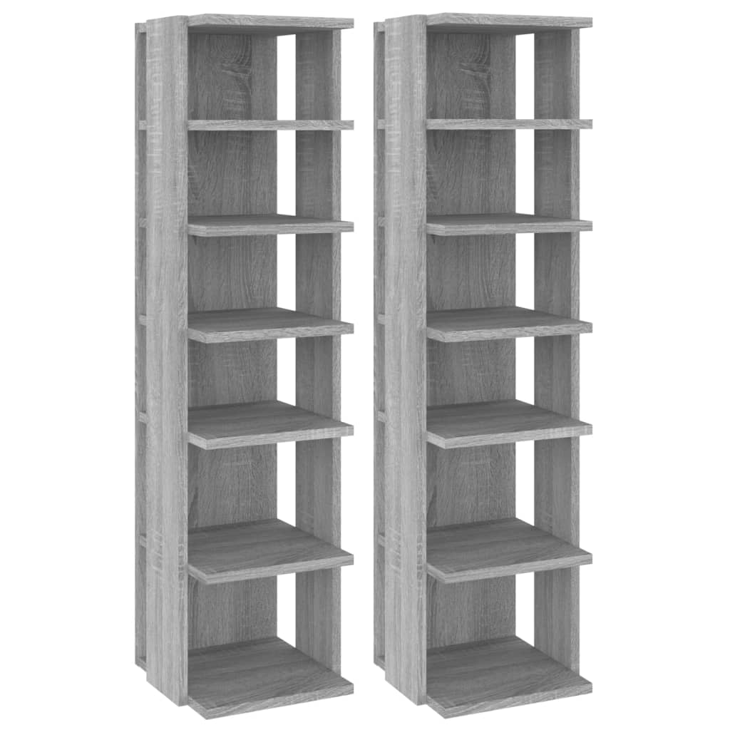 Vidaxl schoenenrekken 2 st 27,5x27x102 cm bewerkt hout grijs sonoma