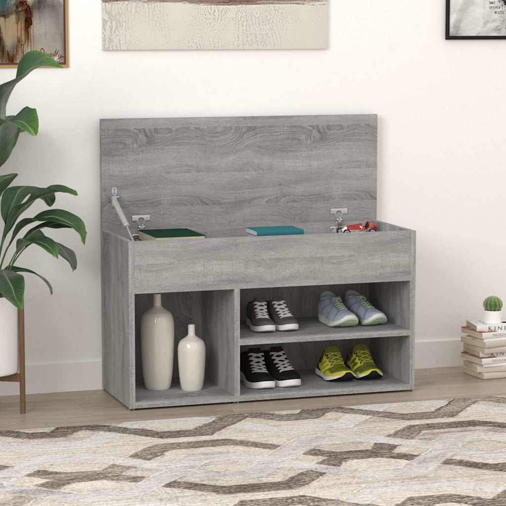 VidaXL Schuhsofa 80x30x45 cm verarbeitetes Holzgrau Sonoma Eichefarbe