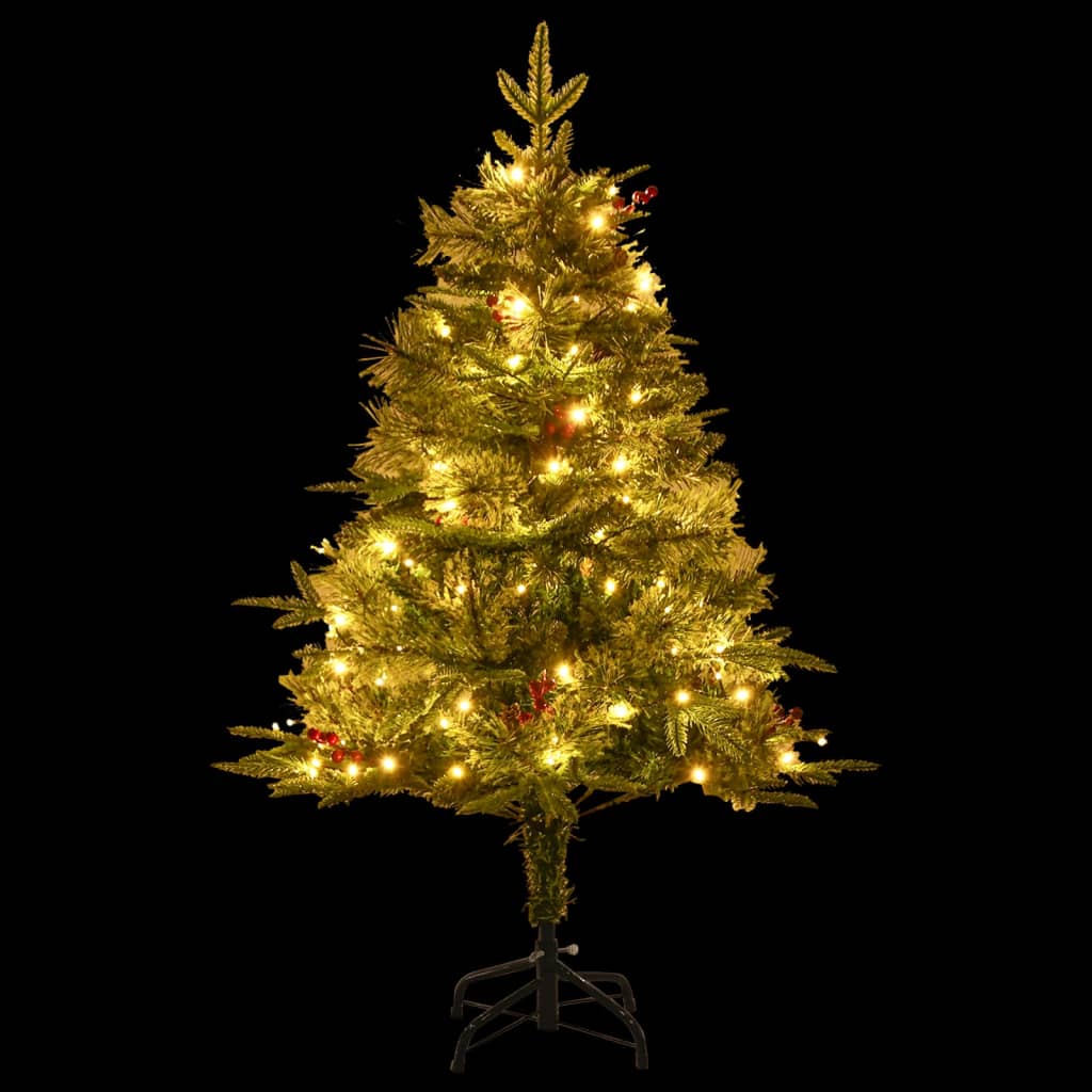 Vidaxl kerstboom met led en dennenappels 120 cm pvc en pe groen
