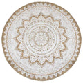 Vidaxl tapijt met print rond 180 cm gevlochten jute