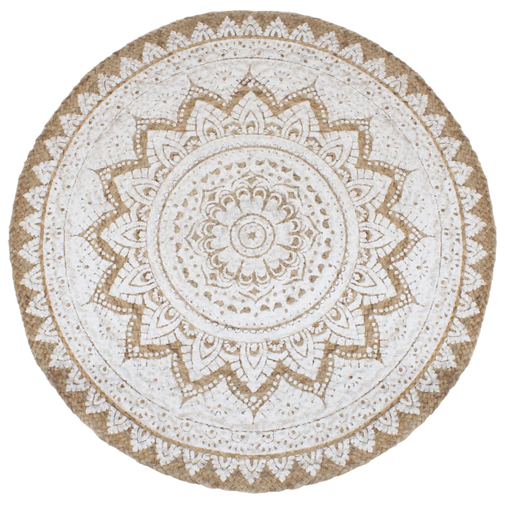 Vidaxl tapijt met print rond 210 cm gevlochten jute