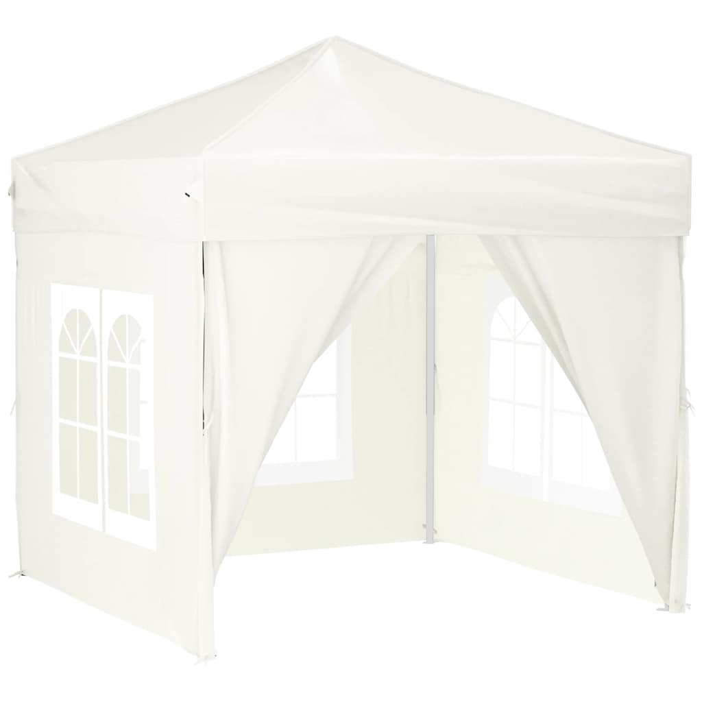 VidaXL Partyzelt mit Faltstange und Seitenwänden 2x2 m, cremefarben