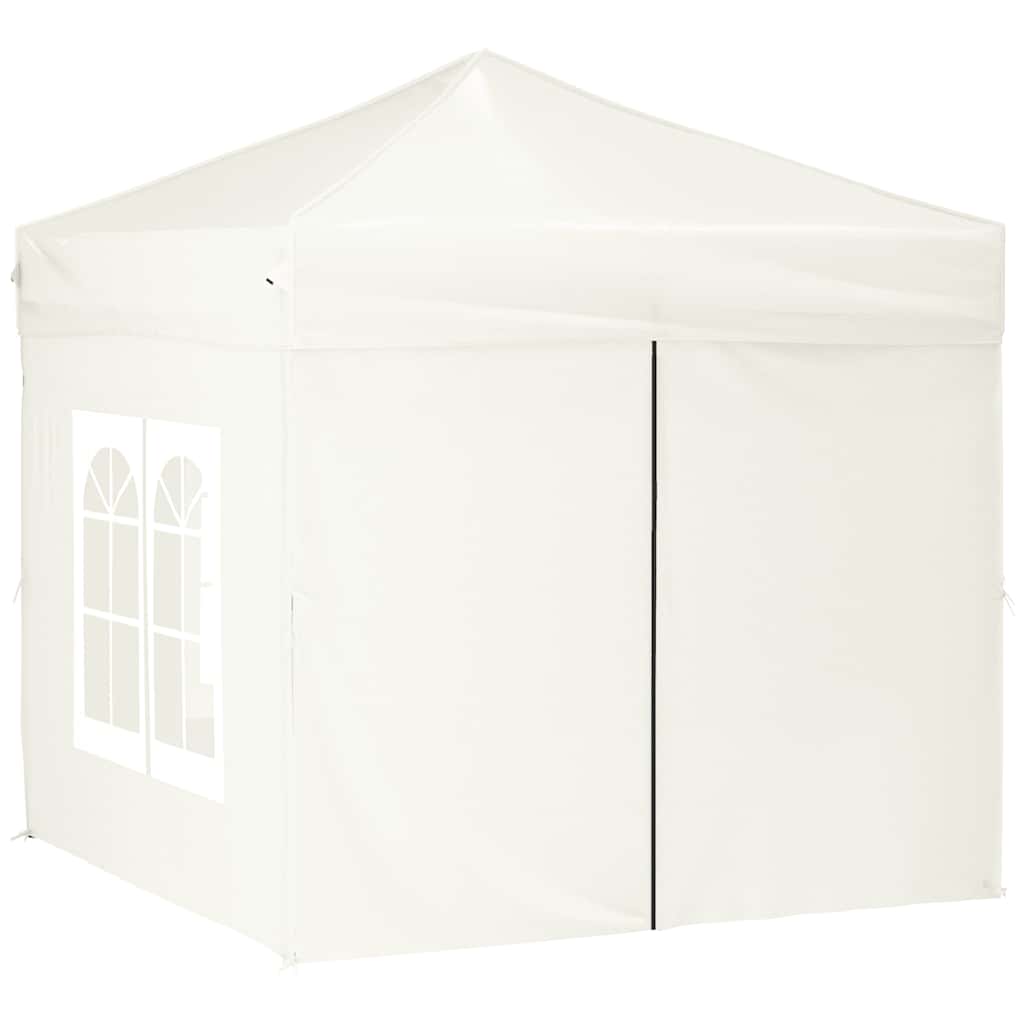 VidaXL Partyzelt mit Faltstange und Seitenwänden 2x2 m, cremefarben