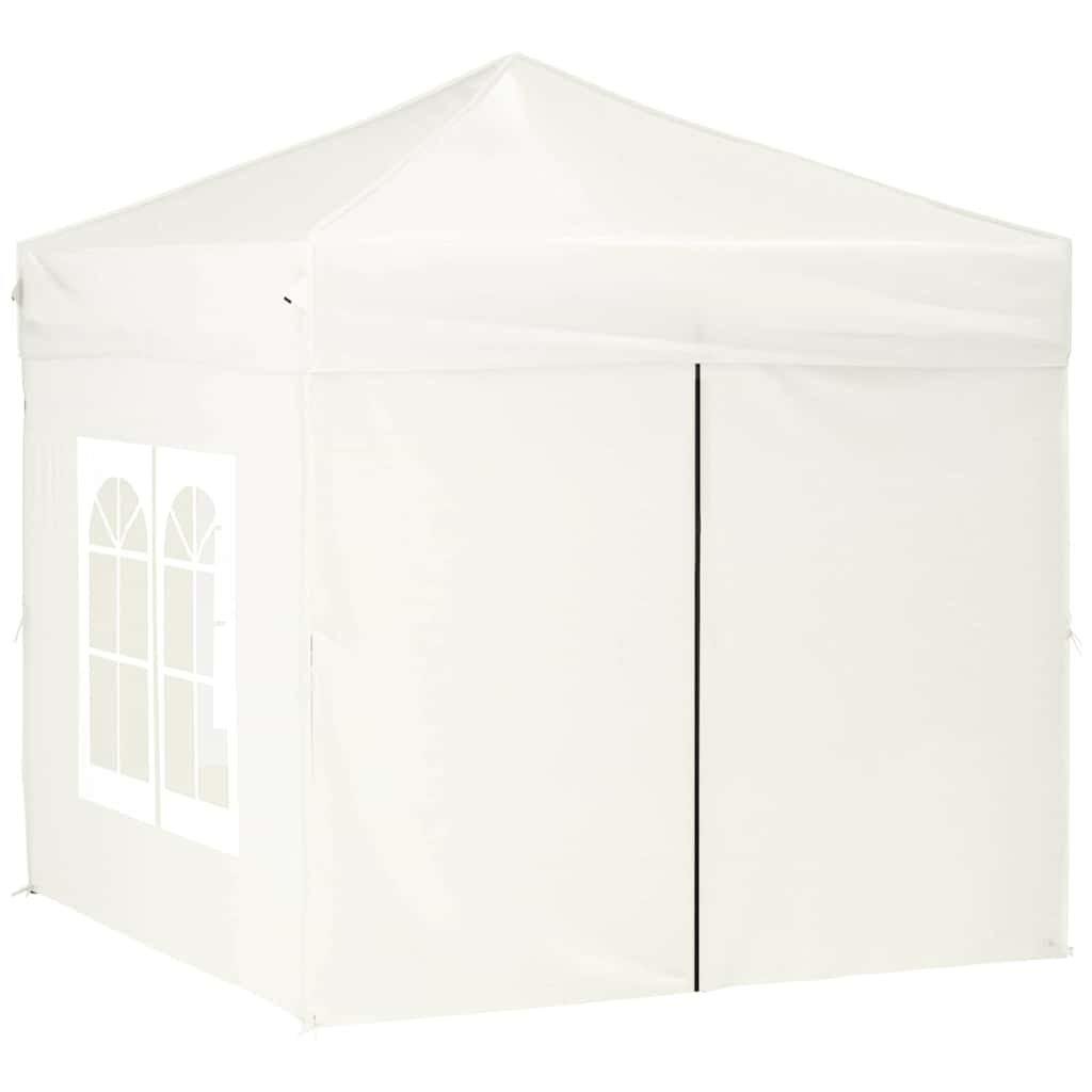 Vidaxl partytent inklapbaar met zijwanden 2x2 m crèmekleurig