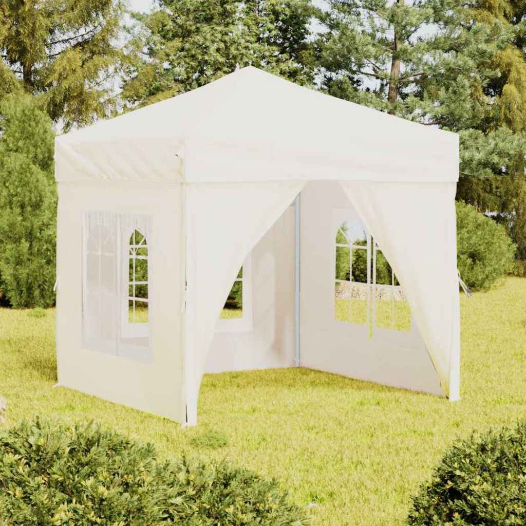 VidaXL Partyzelt mit Faltstange und Seitenwänden 2x2 m, cremefarben