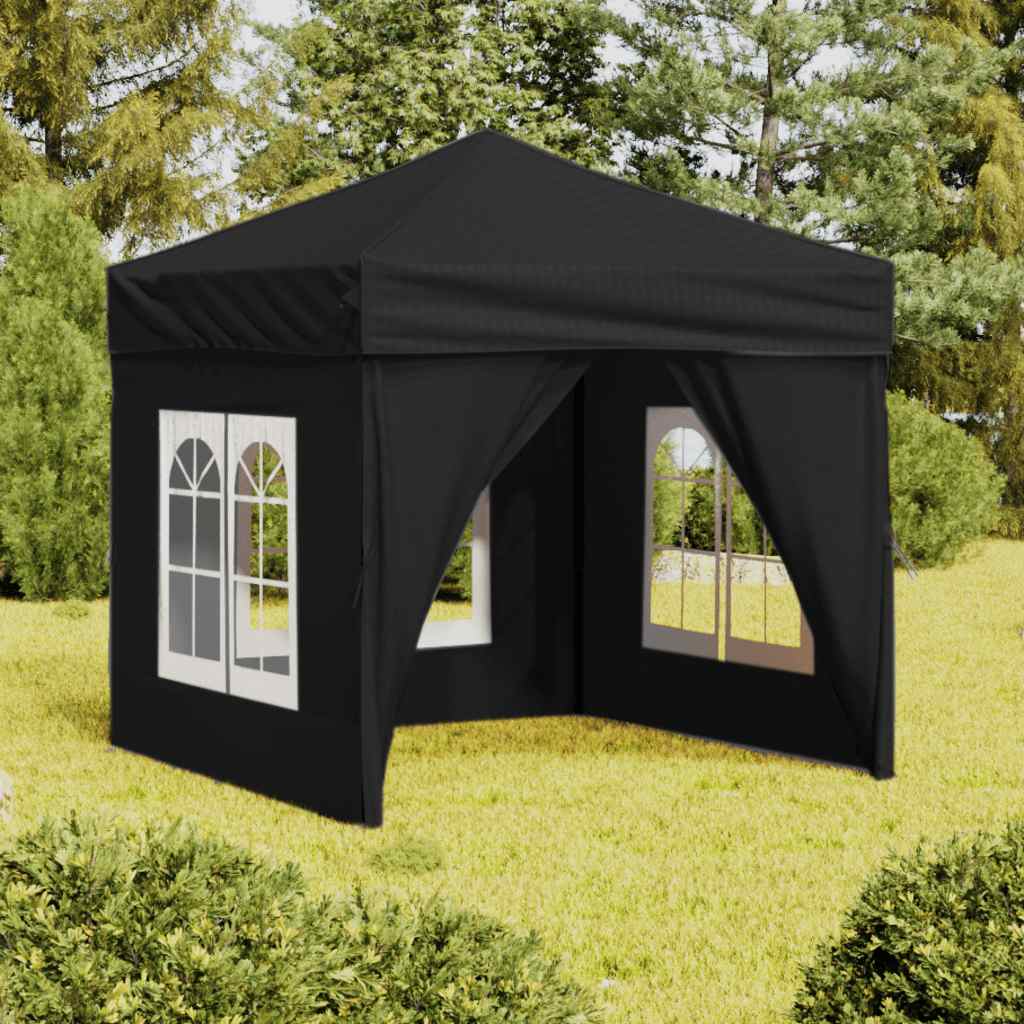VidaXL Partyzelt mit Faltwänden 2x2 m schwarz