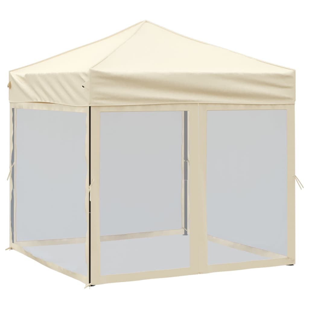 VidaXL Partyzelt mit Faltstange und Seitenwänden 2x2 m, cremefarben