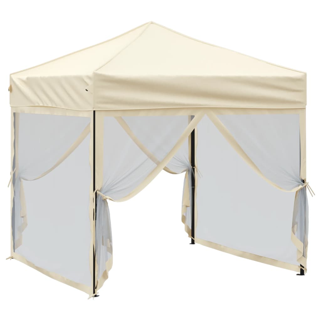 VidaXL Partyzelt mit Faltstange und Seitenwänden 2x2 m, cremefarben