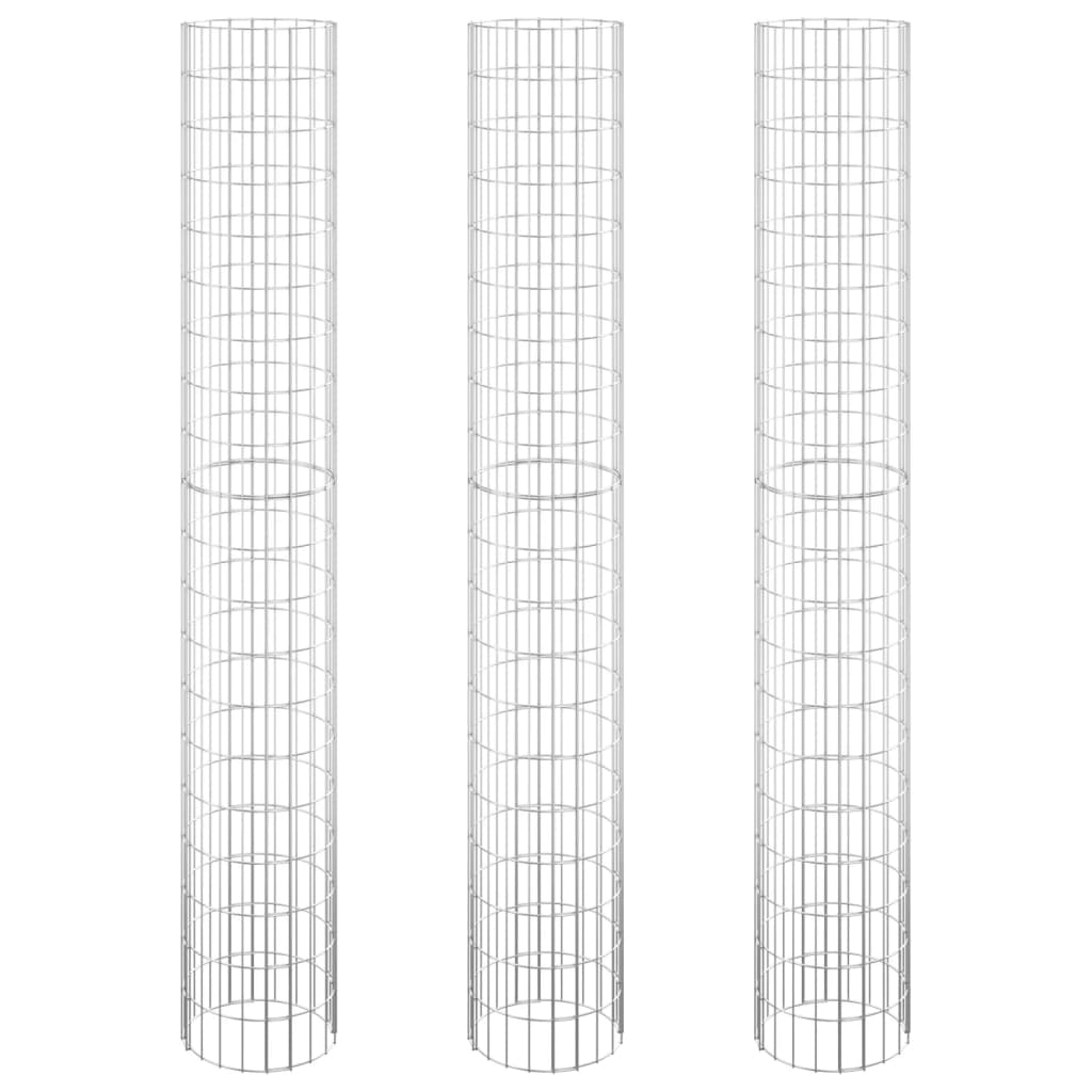 VidaXL Gabionenpflanzer 3 ST Runde erhöht Ø30x200 cm Stahl