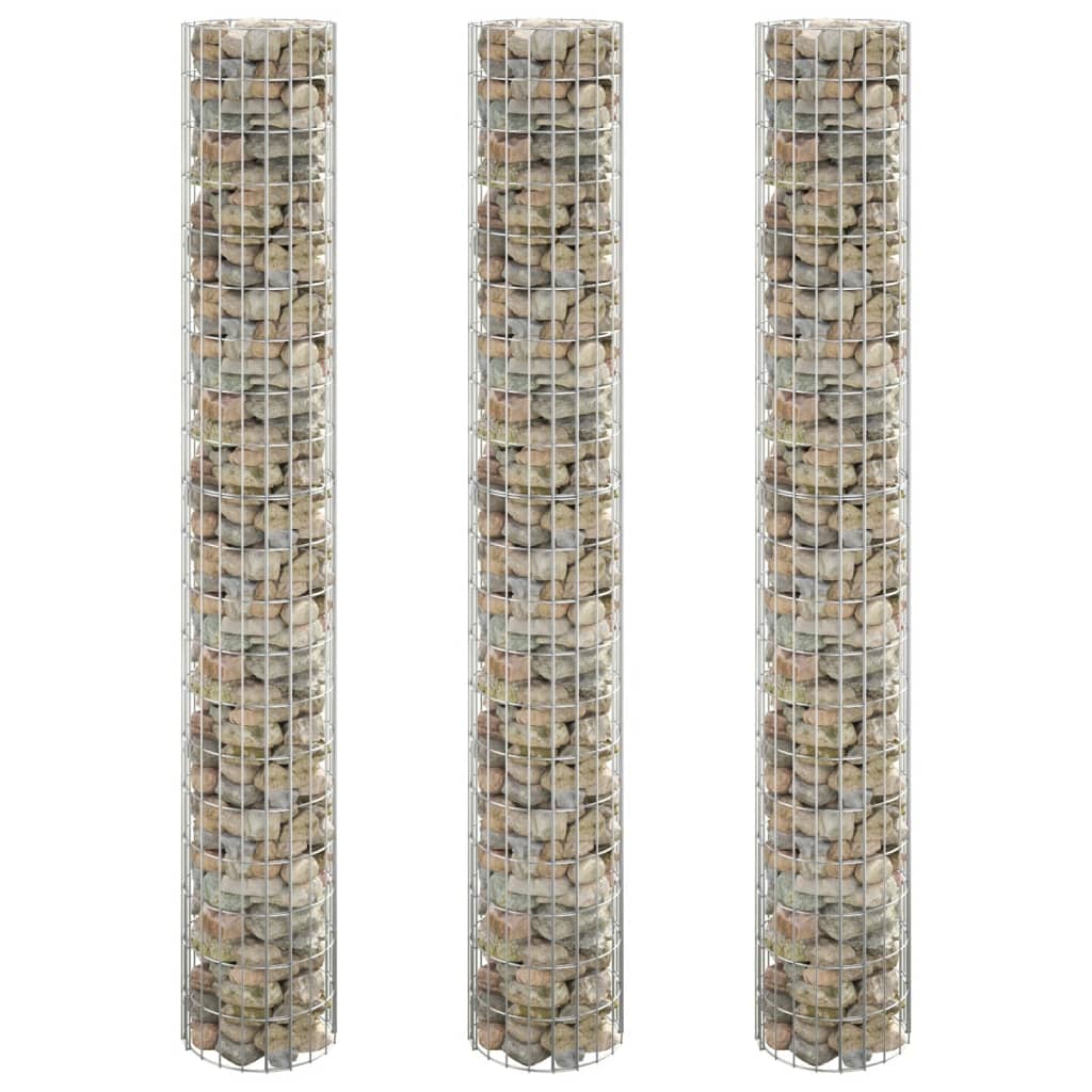 VidaXL Gabionenpflanzer 3 ST Runde erhöht Ø30x200 cm Stahl