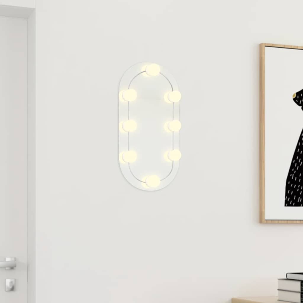 Vidaxl spiegel met led-verlichting 40x20 cm glas ovaal