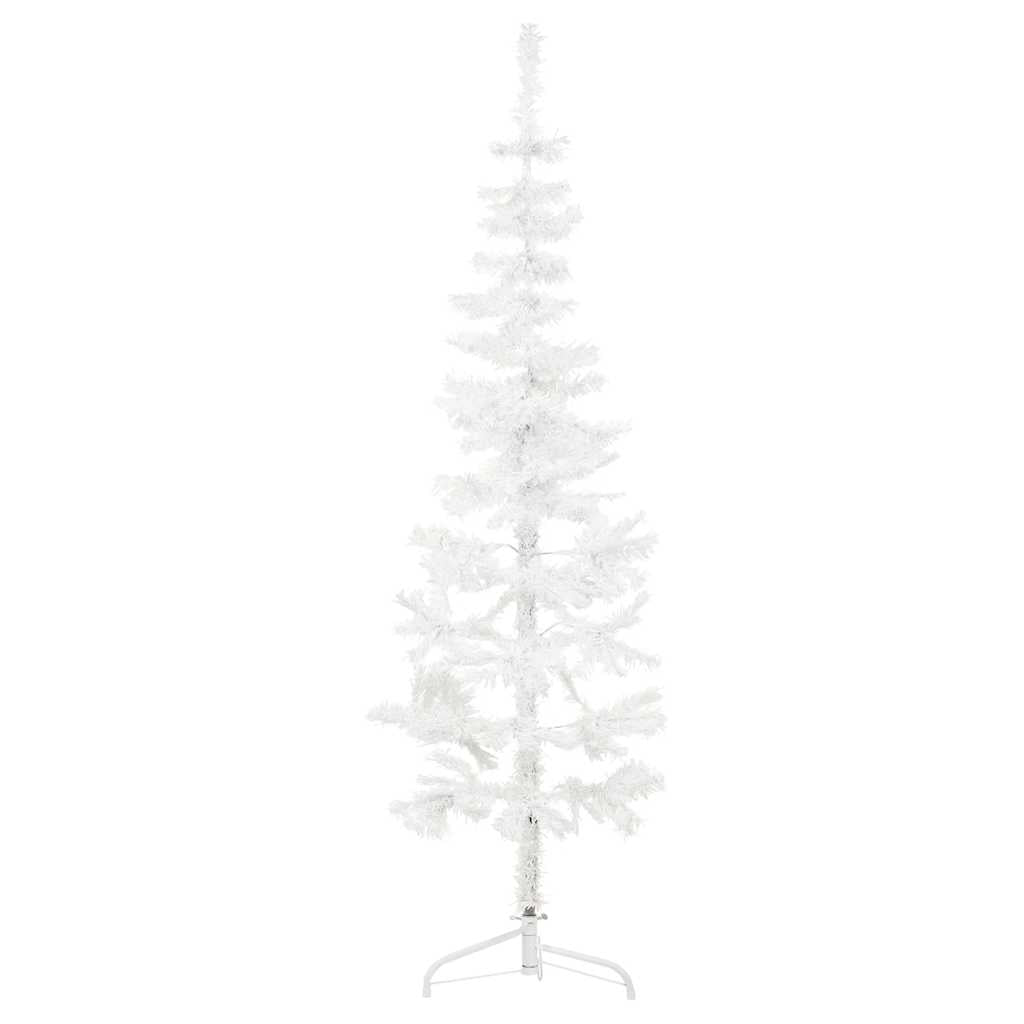 VidaXL Künstlicher Weihnachtsbaum, halber Baum mit Ständer, schmal, 120 cm, weiß