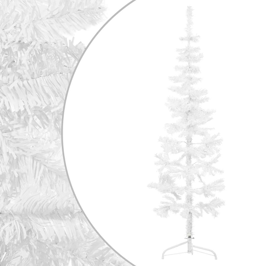 VidaXL Künstlicher Weihnachtsbaum, halber Baum mit Ständer, schmal, 120 cm, weiß