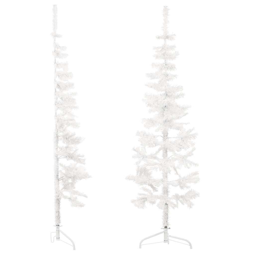 VidaXL Künstlicher Weihnachtsbaum, halber Baum mit Ständer, schmal, 120 cm, weiß