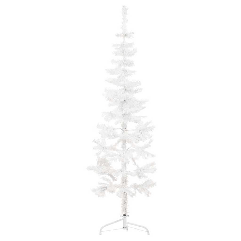 VidaXL Künstlicher Weihnachtsbaum, halber Baum mit Ständer, schmal, 180 cm, weiß