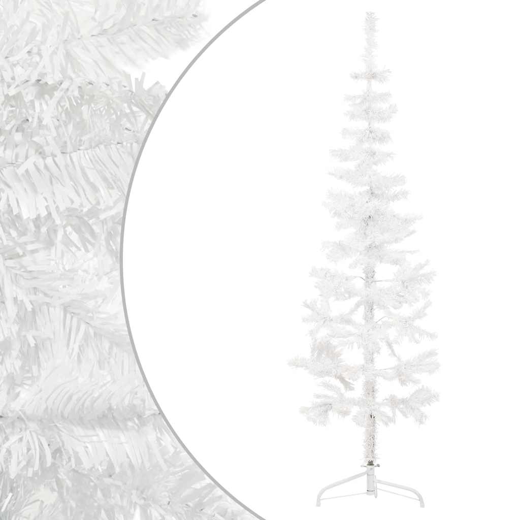VidaXL Künstlicher Weihnachtsbaum, halber Baum mit Ständer, schmal, 180 cm, weiß
