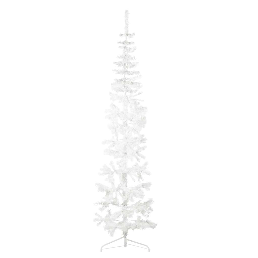 VidaXL Künstlicher Weihnachtsbaum, halber Baum mit Ständer, schmal, 210 cm, weiß