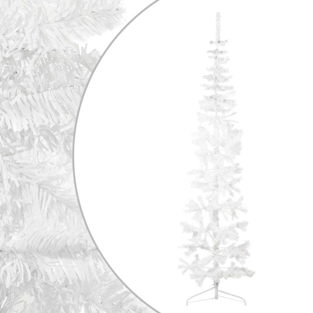 VidaXL Künstlicher Weihnachtsbaum, halber Baum mit Ständer, schmal, 210 cm, weiß
