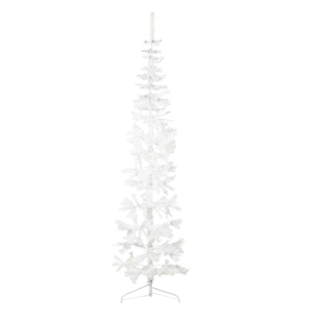 VidaXL Künstlicher Weihnachtsbaum, halber Baum mit Ständer, schmal, 240 cm, weiß