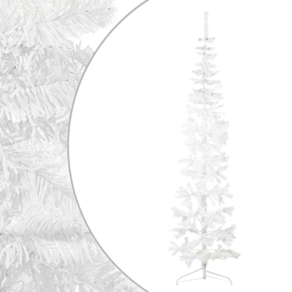 VidaXL Künstlicher Weihnachtsbaum, halber Baum mit Ständer, schmal, 240 cm, weiß