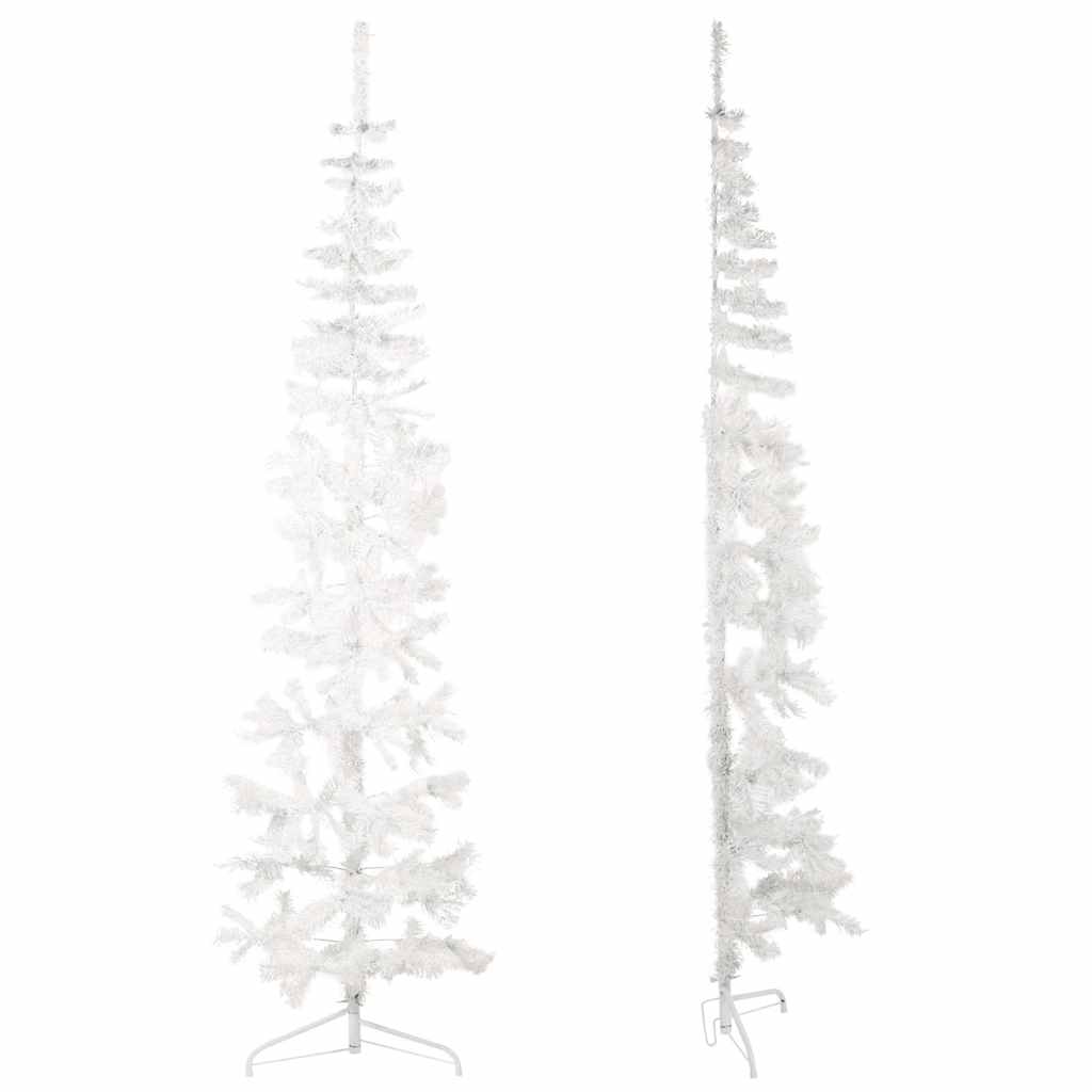 VidaXL Künstlicher Weihnachtsbaum, halber Baum mit Ständer, schmal, 240 cm, weiß
