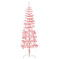 VidaXL Künstlicher Weihnachtsbaum, halber Baum mit Ständer, schmal, 120 cm, rosa