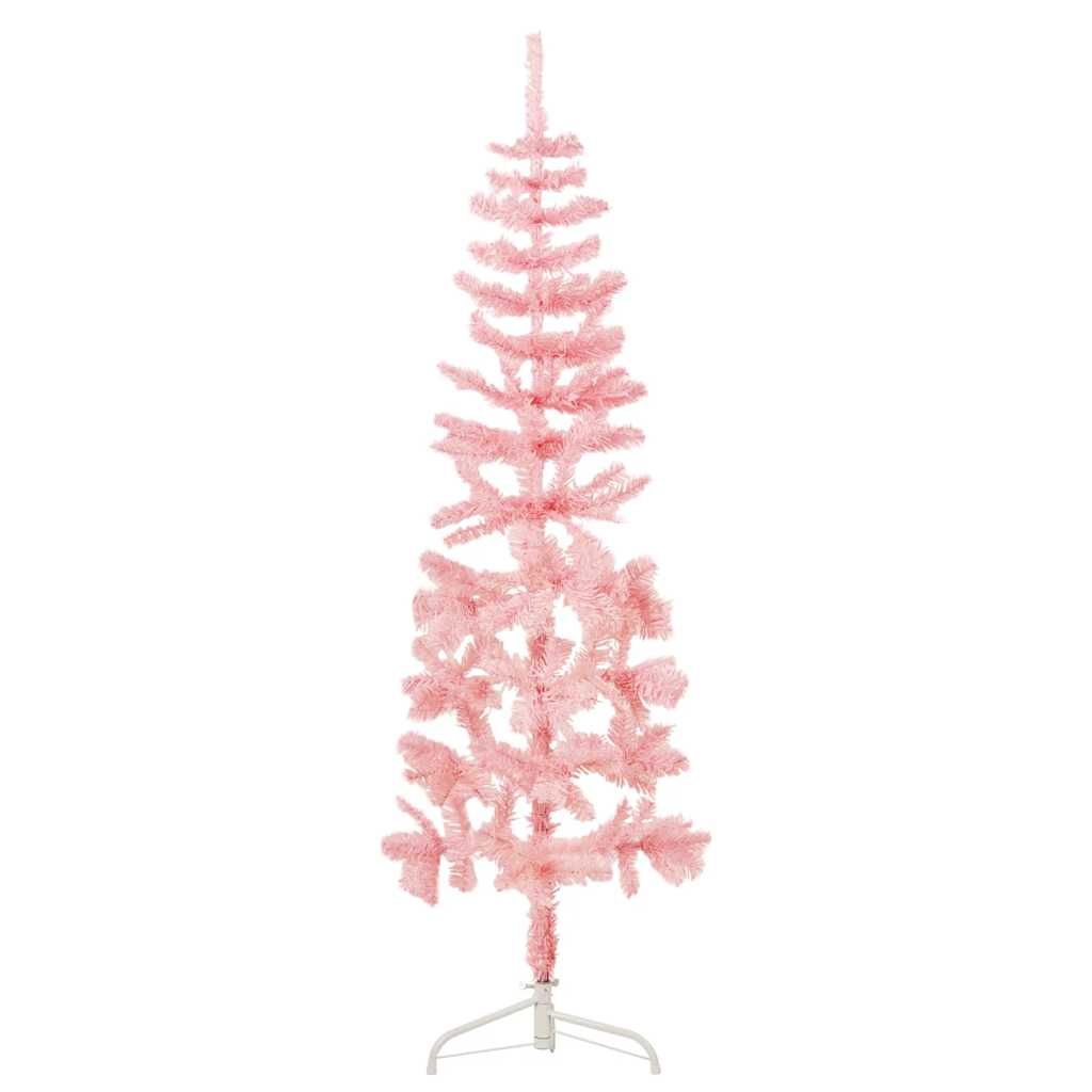 VidaXL Künstlicher Weihnachtsbaum, halber Baum mit Ständer, schmal, 180 cm, rosa