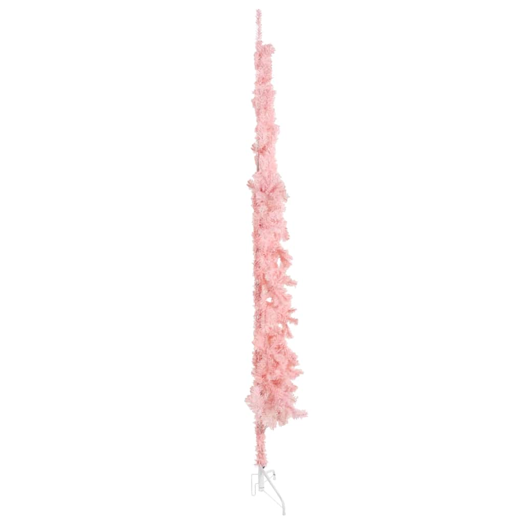 VidaXL Künstlicher Weihnachtsbaum, halber Baum mit Ständer, schmal, 210 cm, rosa
