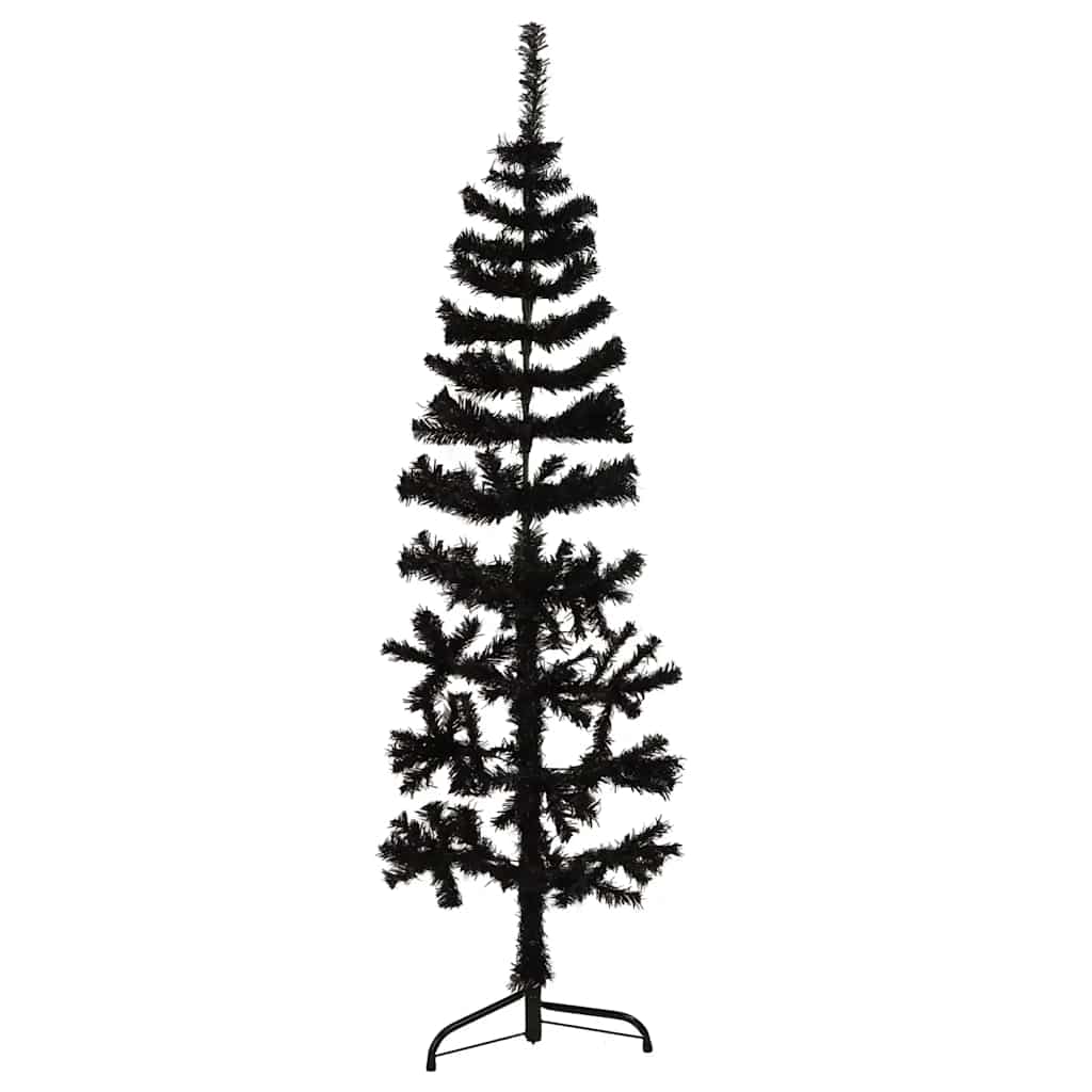 VidaXL Künstlicher Weihnachtsbaum, halber Baum mit Ständer, schmal, 120 cm, schwarz