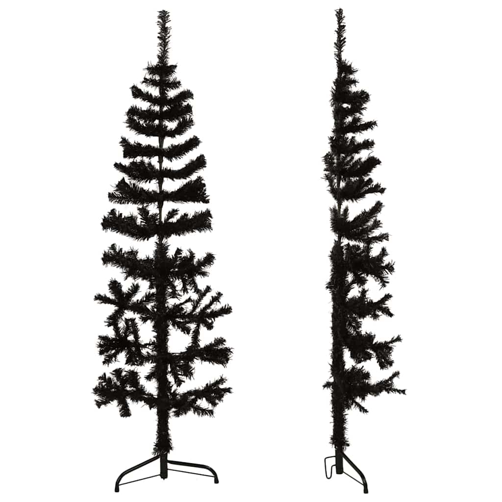 VidaXL Künstlicher Weihnachtsbaum, halber Baum mit Ständer, schmal, 120 cm, schwarz