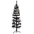 VidaXL Künstlicher Weihnachtsbaum, halber Baum mit Ständer, schmal, 150 cm, Schwarz