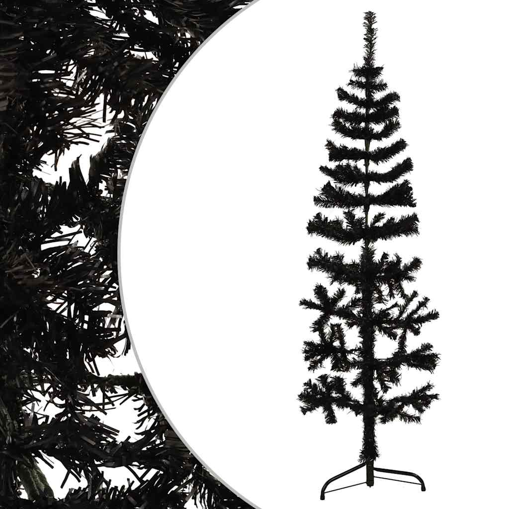 VidaXL Künstlicher Weihnachtsbaum, halber Baum mit Ständer, schmal, 150 cm, Schwarz