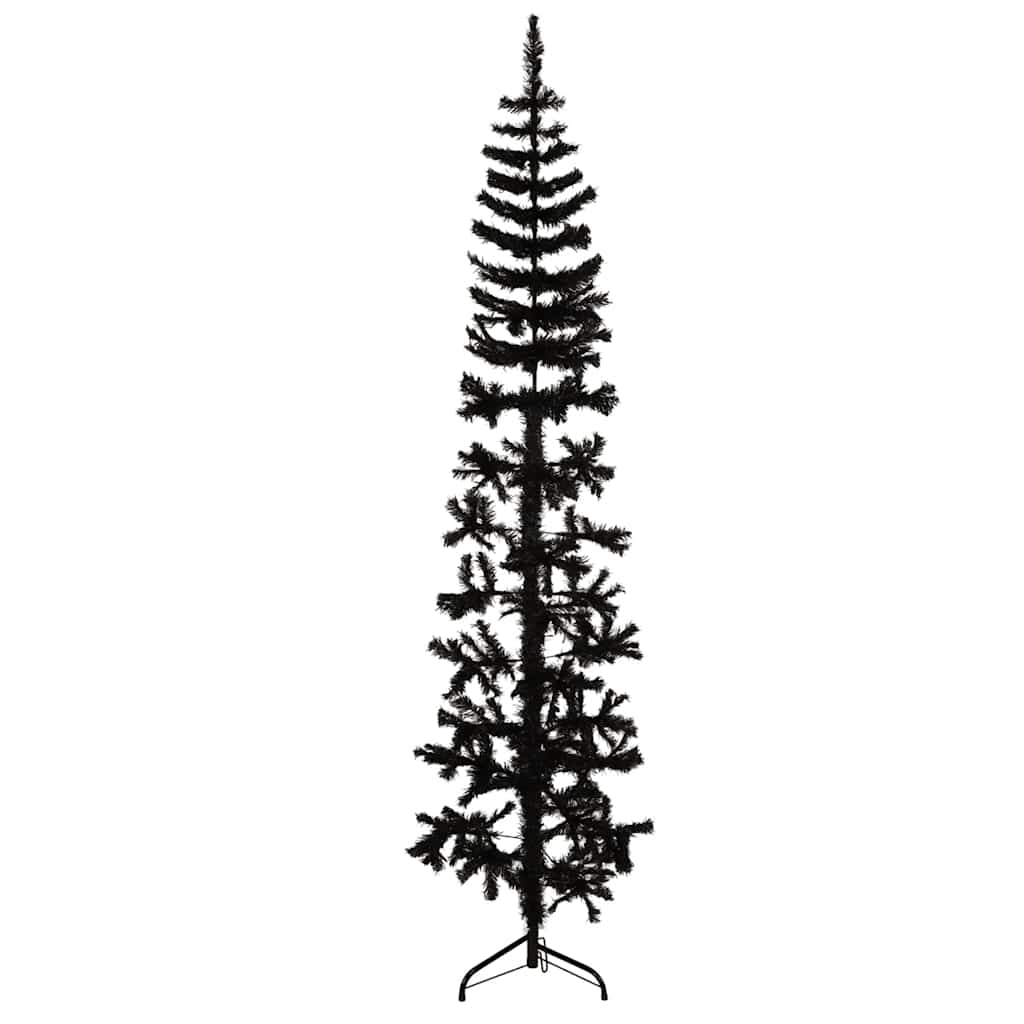 VidaXL Künstlicher Weihnachtsbaum, halber Baum mit Ständer, schmal, 180 cm, schwarz