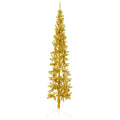 Vidaxl kunstkerstboom half met standaard smal 180 cm goudkleurig