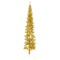 VidaXL Künstlicher Weihnachtsbaum, halber Baum mit Ständer, schmal, 240 cm, goldfarben