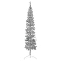 VidaXL Künstlicher Weihnachtsbaum, halber Baum mit Ständer, schmal, 240 cm, silberfarben