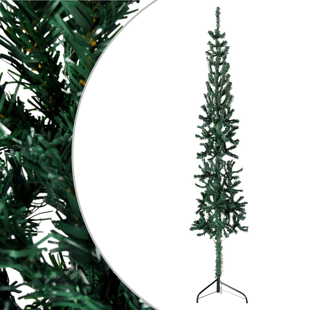 VidaXL Künstlicher Weihnachtsbaum, halber Baum mit Ständer, schmal, 150 cm, Grün