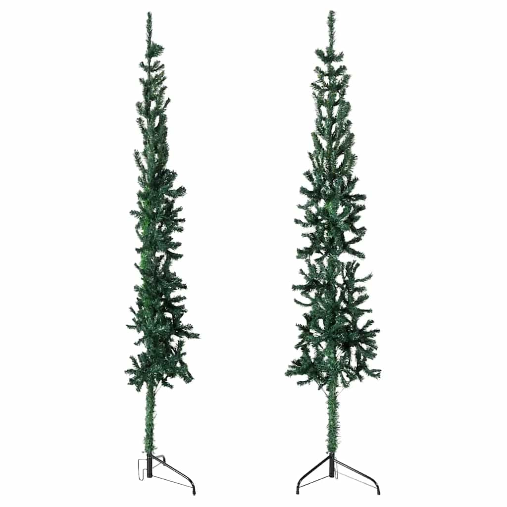 VidaXL Künstlicher Weihnachtsbaum, halber Baum mit Ständer, schmal, 180 cm, Grün