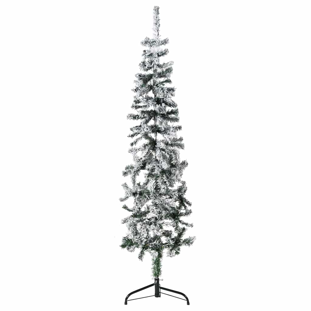 VidaXL Künstlicher Weihnachtsbaum, halb mit Schnee, schmal, 150 cm