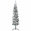 VidaXL Künstlicher Weihnachtsbaum, halb mit Schnee, schmal, 150 cm
