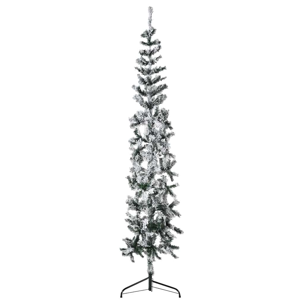 VidaXL Künstlicher Weihnachtsbaum, halb mit Schnee, schmal, 180 cm