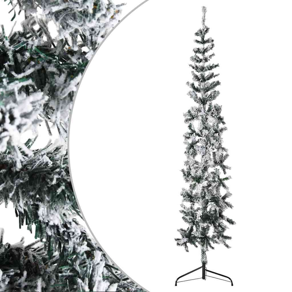 VidaXL Künstlicher Weihnachtsbaum, halb mit Schnee, schmal, 180 cm