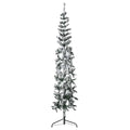 VidaXL Künstlicher Weihnachtsbaum, halb mit Schnee, schmal, 210 cm
