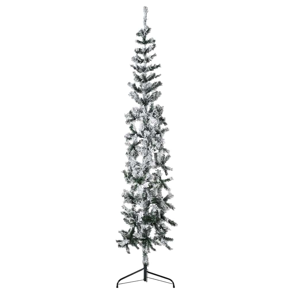 VidaXL Künstlicher Weihnachtsbaum, halb mit Schnee, schmal, 240 cm