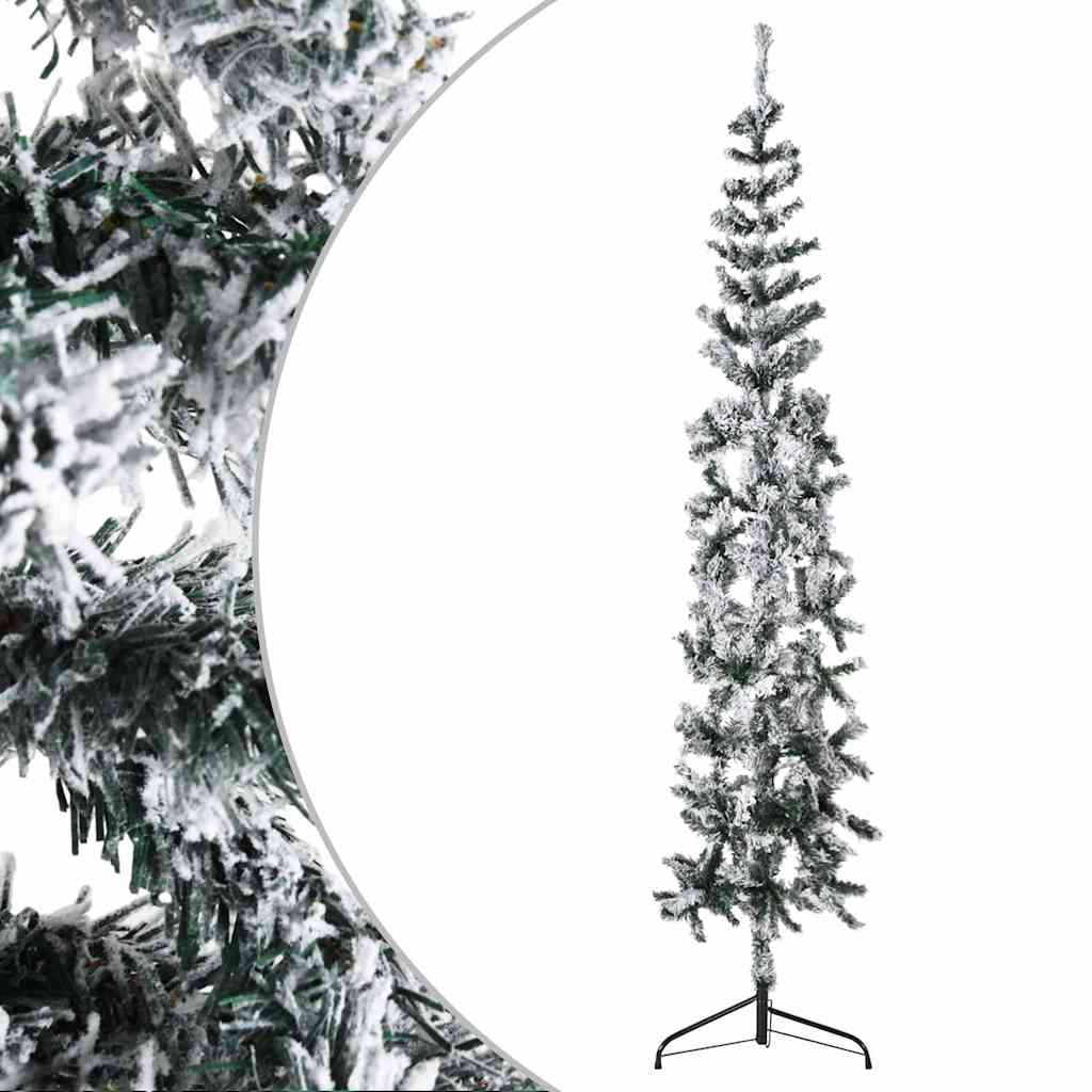 VidaXL Künstlicher Weihnachtsbaum, halb mit Schnee, schmal, 240 cm