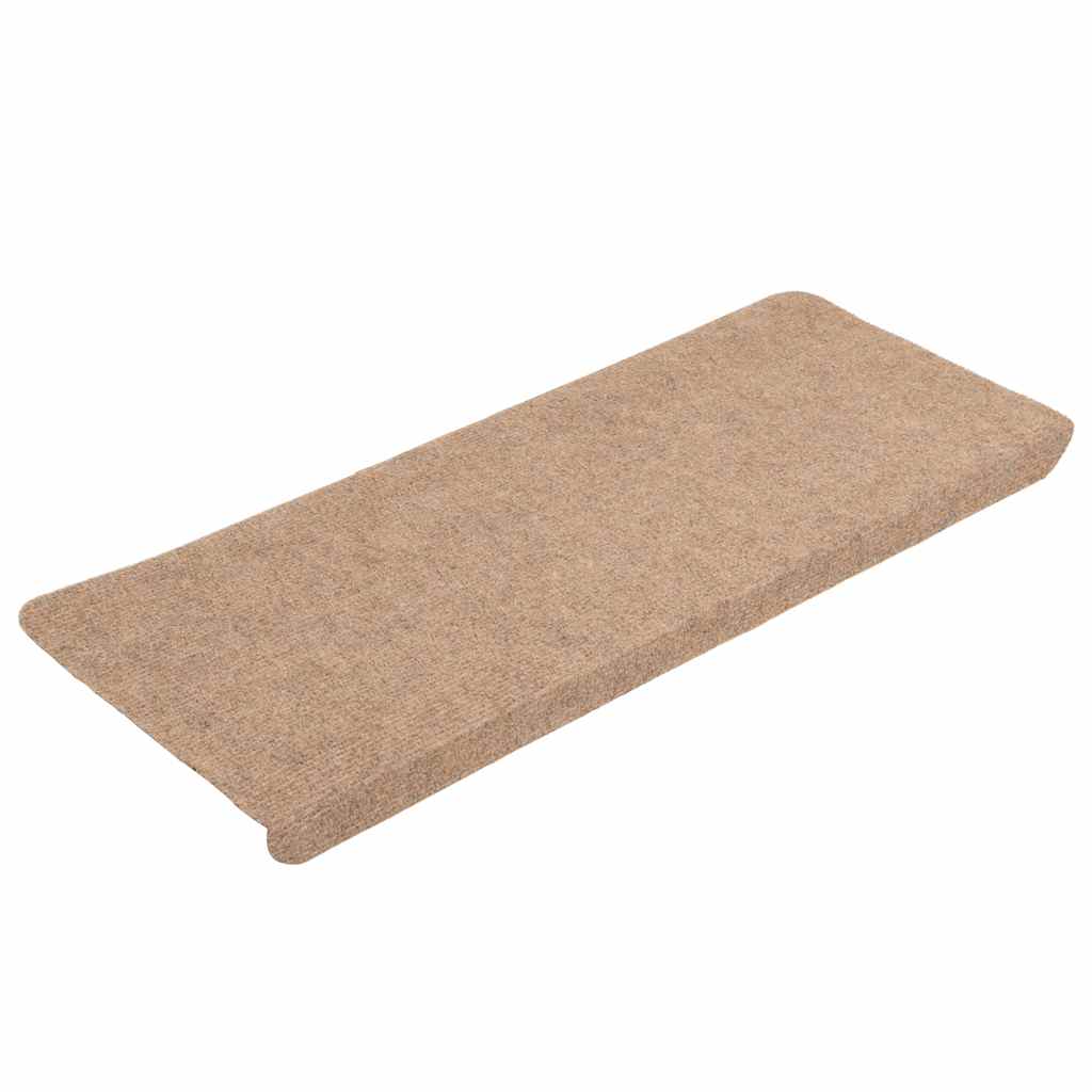 VidaXL Selbstklebende Treppenmatten, 15 Stück, 65 x 24,5 x 3,5 cm, Beige